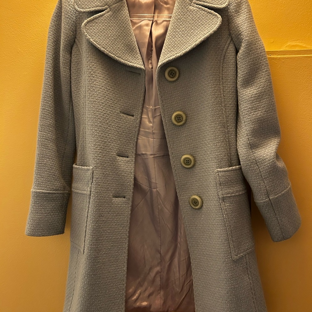 Frenchi Textured blue button dress coat